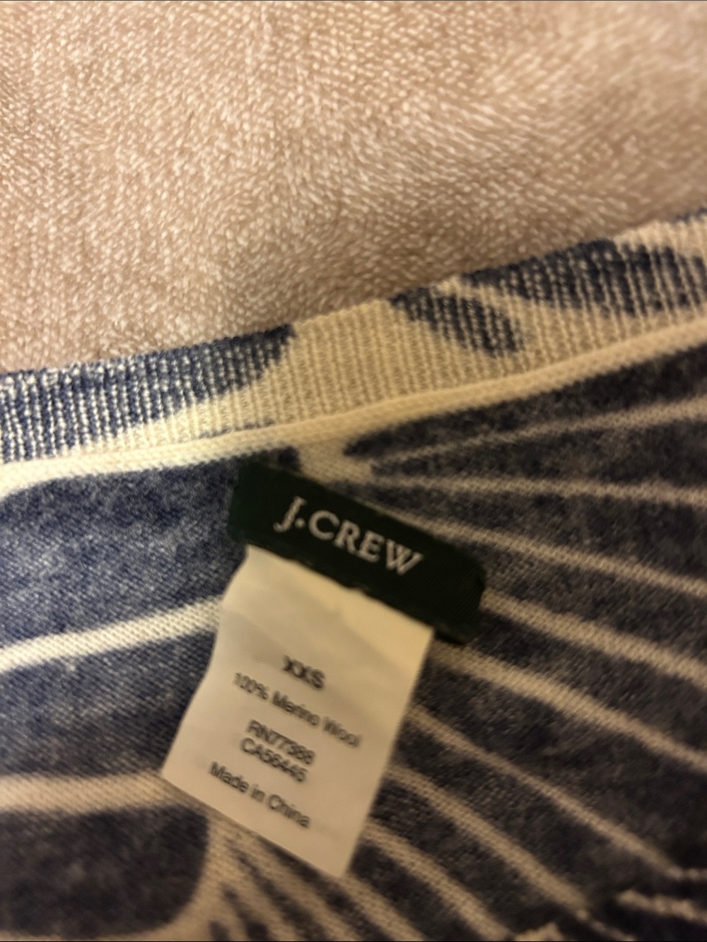 J. Crew Navy and Cream "Fanfare" Merino Wool Cardigan size XXS - Picture 10 of 11